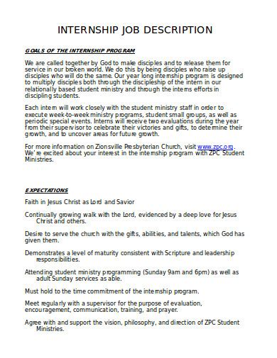 Internship Description FORM