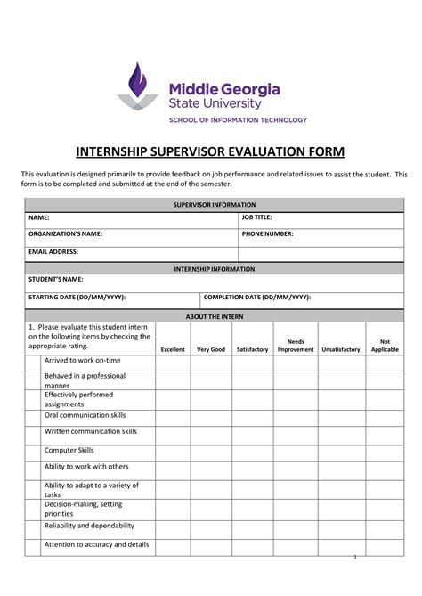 Internship Evaluation Form