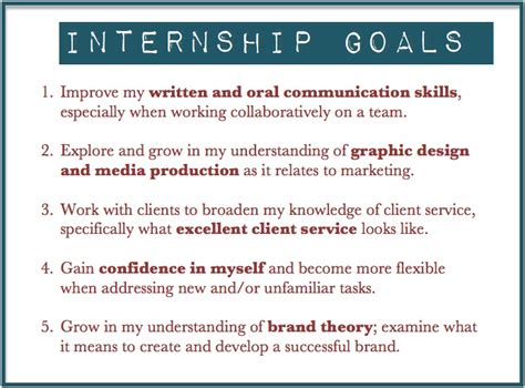 Internship Goals Examples