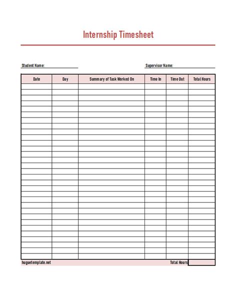 Internship Timesheet Excel Excel Templates