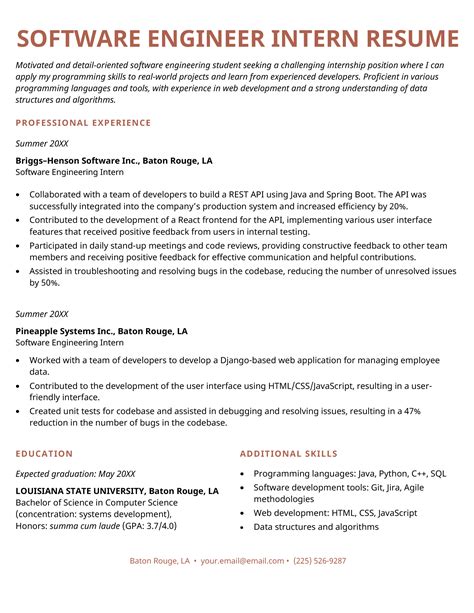 Internship for software. A software engineer intern resume example better than 9 out of 10 other resumes. How to write a software engineer intern resume that will land you … 