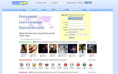 InterPals is a friendly community of over 5 million friends, language learners, travelers and penpals. use Interpals to connect with native speakers, travelers and people from other countries to practice languages, make new friends and make your world more connected and fun! Learn English, Spanish, German, French, Chinese and more..