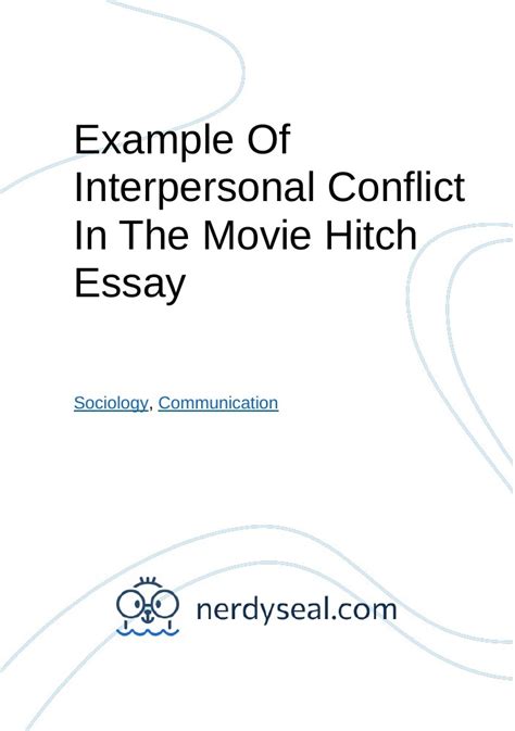 Interpersonal Conflict In Hitch - 685 Words Bartleby