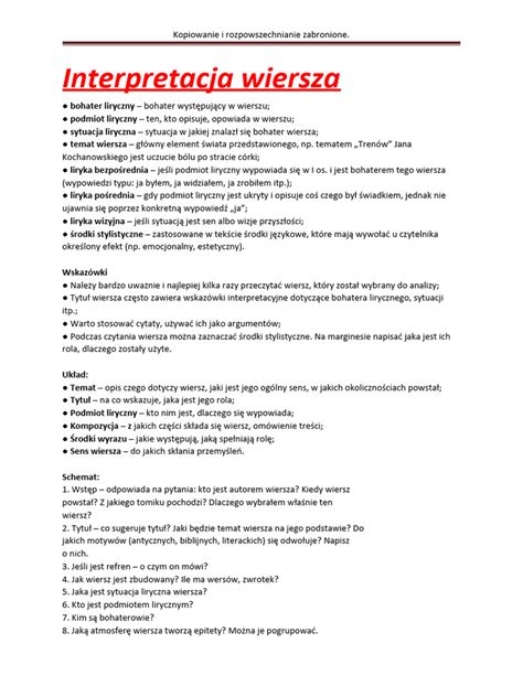 Interpretacja wiersza pt. 