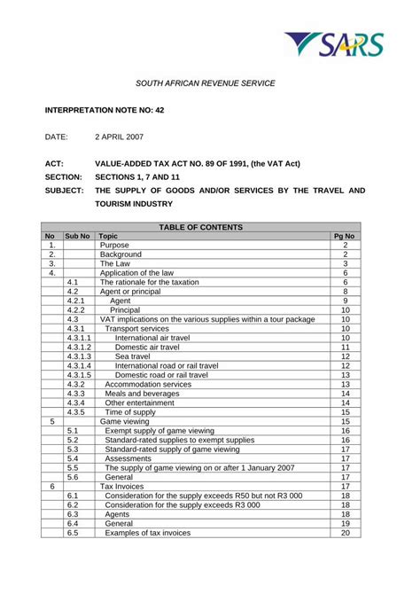 Interpretation Notes South African Revenue Service