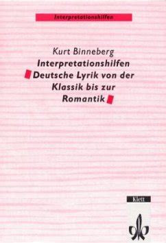 Interpretationshilfen deutsche lyrik von der klassik bis zur romantik. - Chapter 8 biology study guide answers.