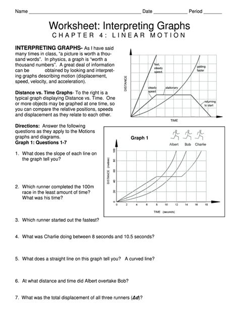 Interpreting Graphs Linear Motion Answer Key