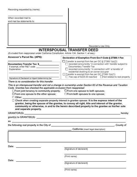 Interspousal Transfer Deed Form California Form Resume Examples 