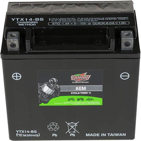 Interstate Batteries CYTX14-BS 12V 12Ah Powersports Battery ...