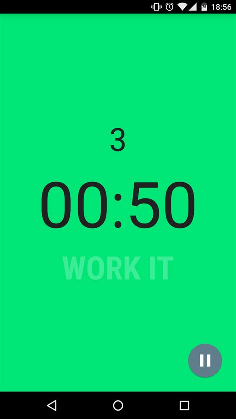 Interval timer.  Full screen color coding makes the minimalistic interface gla...