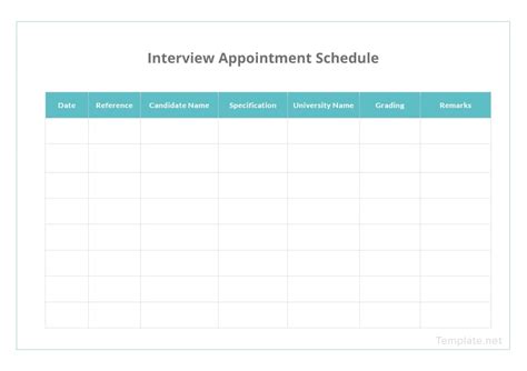 Interview Appointment Schedule Template in Microsoft Word, Apple Pages