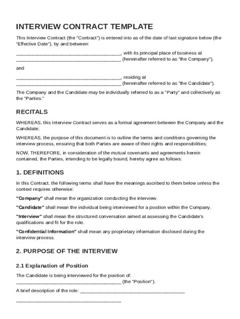 Interview Contract Template