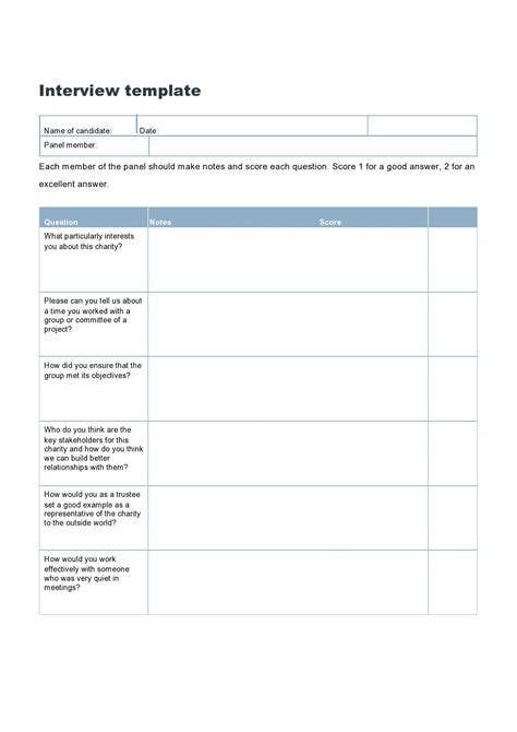 Interview Guide Template For Employers