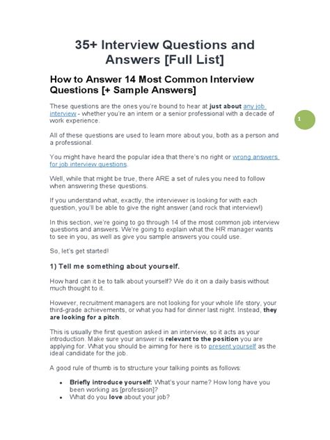 Interview Preparation For Freshers Pdf 35+ Interview Questions and Answers [Full List