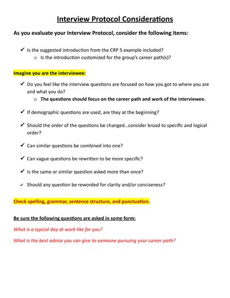 Interview Protocol Review Interview Protocol Considerations As you
