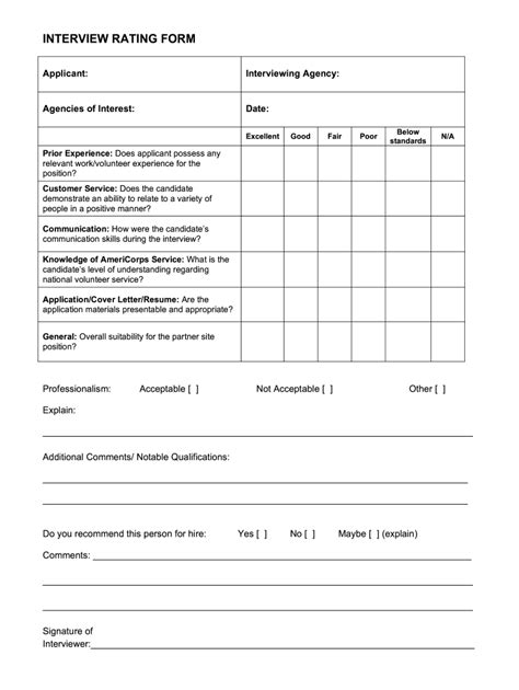 Interview Rating Scale 1 5 Template 20092024 Form Fill Out and Sign