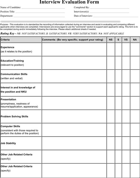 Interview Rating Sheet Interview Questions Score Notes - Berry College