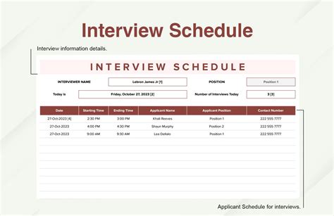 Interview Schedule Template Excel New Interview Schedule Template 11