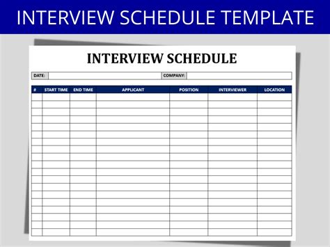 Interview Schedule Template Word