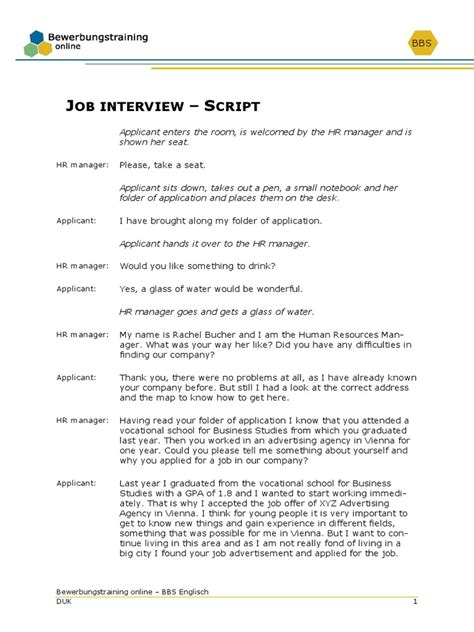 Interview Script Labour Business