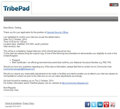 Interview confirmation emails Tribepad Manual
