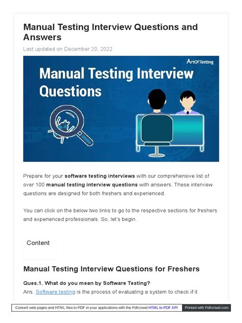 Interview questions for testing for experienced manuale