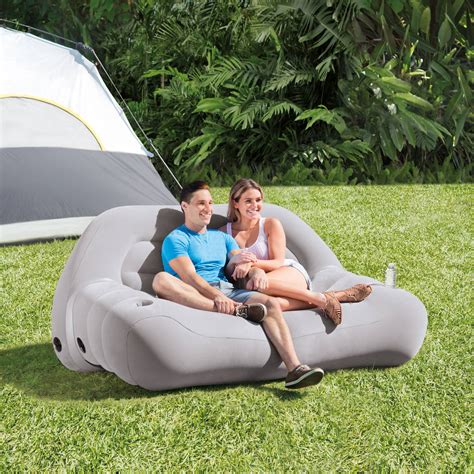 Intex Inflatable Outdoor Camping Sofa, 75" x 37" x 34", Grey