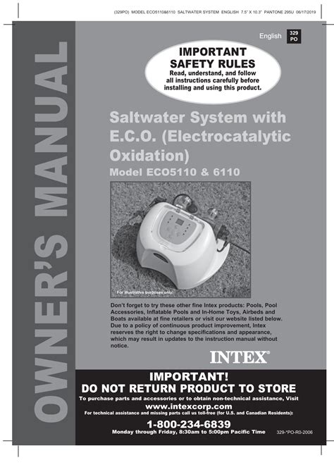 Intex salt water system owners manual. - Bose 802c ii system controller manual.