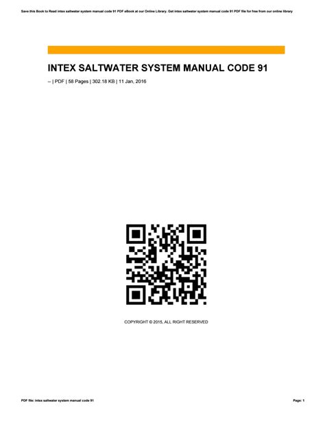 Intex saltwater system manual code 91. - Xor 50cc 2 stroke scooter shop manual 2007 onwards.