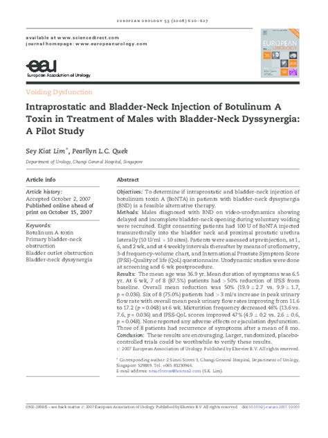 Intraprostatic and Bladder-Neck Injection of Botulinum A Toxin in ...