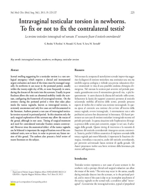 Intravaginal testicular torsion in newborns. To fix or not to fix the ...