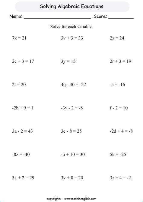 Intro To Algebra Worksheets