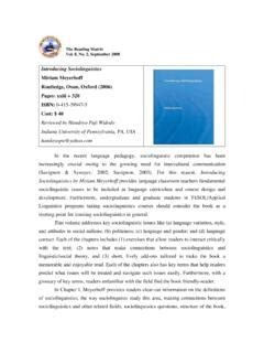 Introducing Sociolinguistics Reading Matrix