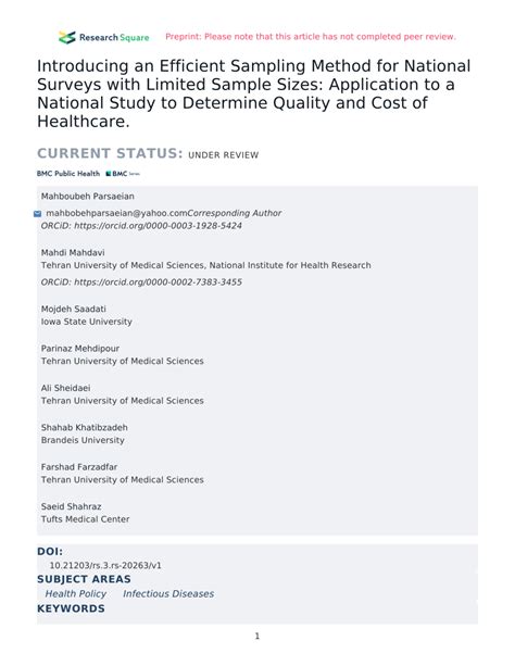 Introducing an efficient sampling method for national surveys with …