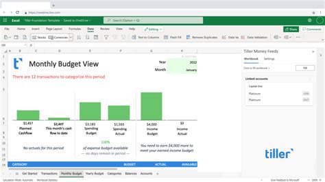 Introducing the Tiller Foundation Template for Microsoft Excel Tiller