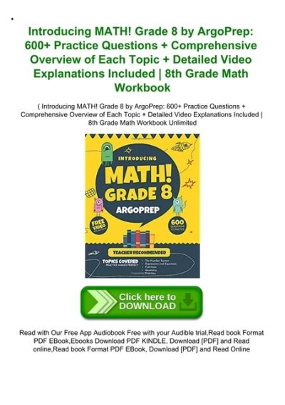 Download Introducing Math Grade 8 By Argoprep 600 Practice Questions  Comprehensive Overview Of Each Topic  Detailed Video Explanations Included  8Th Grade Math Workbook By Argo Brothers
