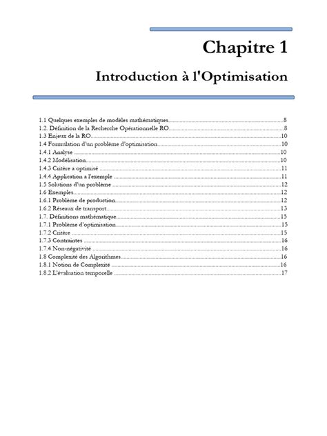 Introduction à l'Optimisation