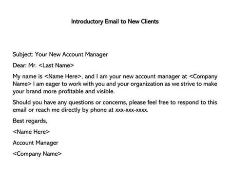Introduction Email to Client Template 5+ Free Samples Template Section