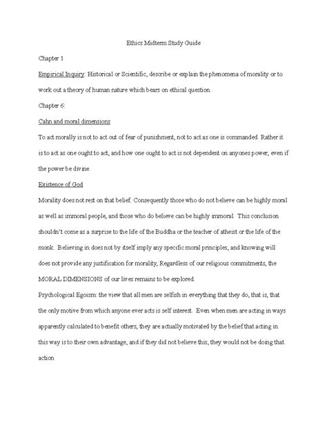 Introduction To Ethics Study Guide