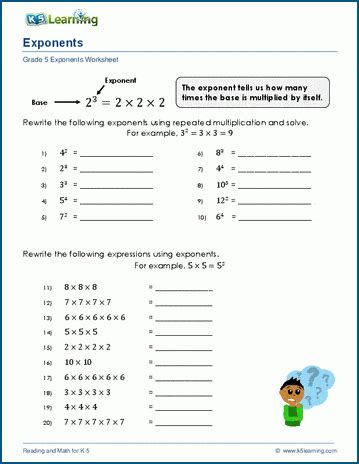 Introduction To Exponents Worksheets
