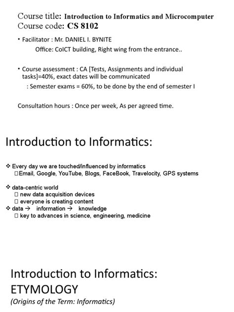 Introduction To Informatics PDF Computer Science Informatics