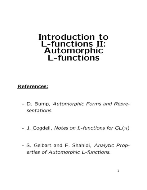 Introduction To L Functions Ii Automorphic L Matgwt Introduction To L Functions Ii Pdf Document