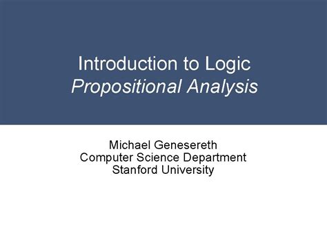 Introduction To Logic Relational Analysis Michael Genesereth Computer