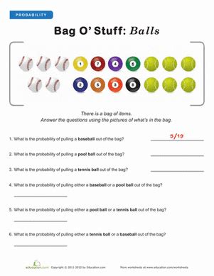 Introduction To Probability Worksheet Education Com