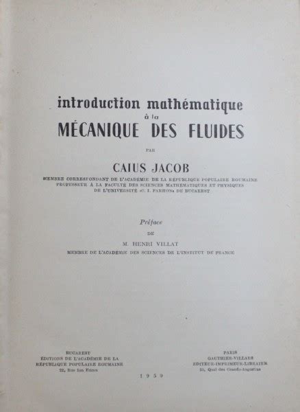 Introduction mathématique à la mécanique des fluides. - Encontro com a villa bella das palmeiras.