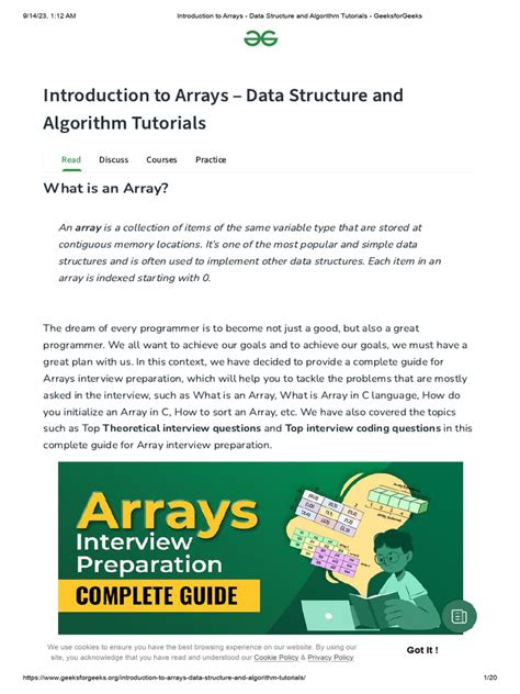 Introduction to Arrays Data Structure and Algorithm Tutorials