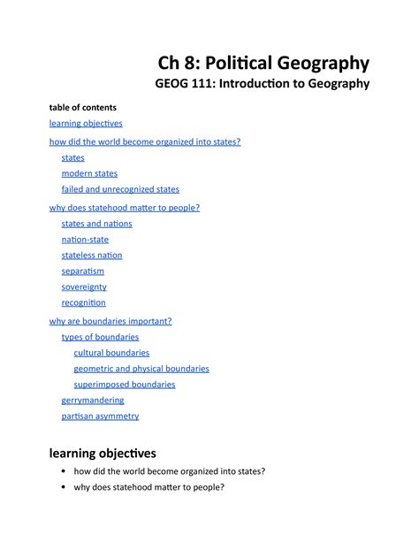 Introduction to Geography/Chapter 8 Political Geography Lecture