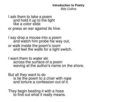 Introduction to Poetry Billy Collins - How to Read a Poem