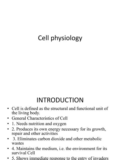 Introduction to cell physiology.  Humans and many other organisms are The...