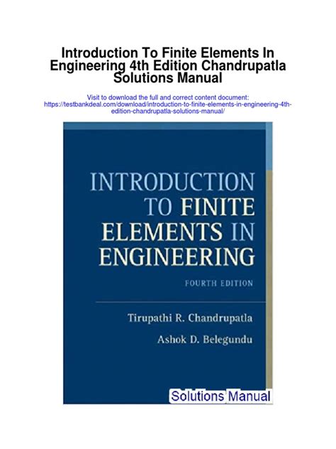 Introduction to finite elements in engineering chandrupatla solution manual free download. - El gran libro de los nombres.